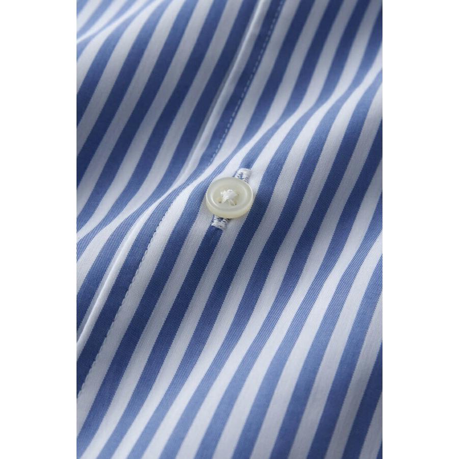 ワイシャツ メンズ 半袖 カッターシャツ yシャツ ビジネスシャツ 形態安定 ワイドカラー クレリック イタリアンカラー おしゃれ ストライプ ブロード | ozie | 05