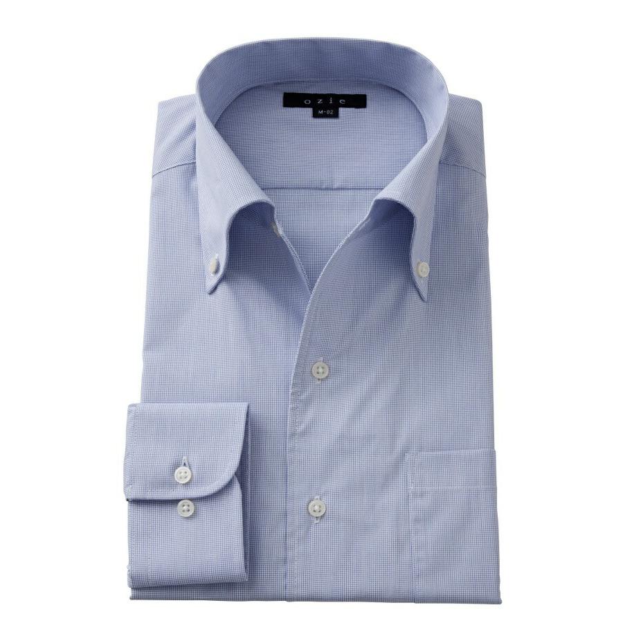 ワイシャツ メンズ 長袖 スリム 形態安定 ビジネスシャツ Yシャツ ドレスシャツ カッターシャツ ボタンダウン イタリアンカラー おしゃれ 大きいサイズ チェック 8051 A02f Blue Ozie オジエ ワイシャツ専門店 通販 Yahoo ショッピング