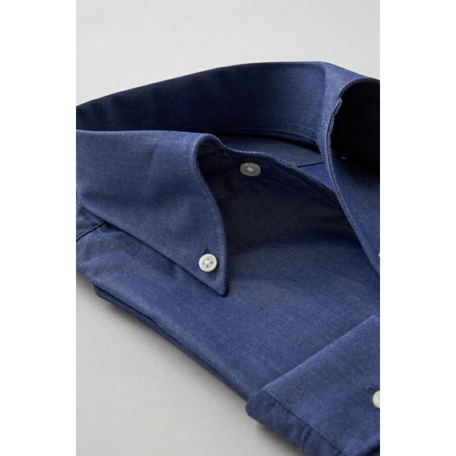 ワイシャツ メンズ 長袖 カッターシャツ yシャツ ビジネスシャツ ブロード 綿100％ プレミアムコットン イタリアンカラー ボタンダウン ポケットなし おしゃれ | ozie | 02