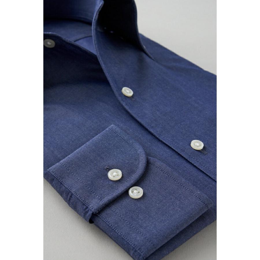 ワイシャツ メンズ 長袖 カッターシャツ yシャツ ビジネスシャツ ブロード 綿100％ プレミアムコットン イタリアンカラー ボタンダウン ポケットなし おしゃれ | ozie | 04