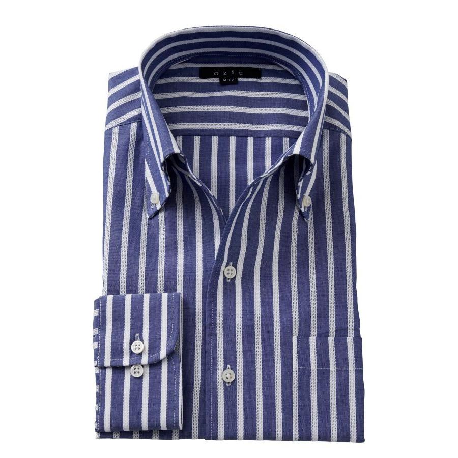 イタリアンカラー ワイシャツ ボタンダウン メンズ 長袖 ネイビー 紺 スリム プレミアムコットン からみ織り Yシャツ ビジネスシャツ おしゃれ 大きいサイズ 8051 Y03c Navy Ozie オジエ ワイシャツ専門店 通販 Yahoo ショッピング
