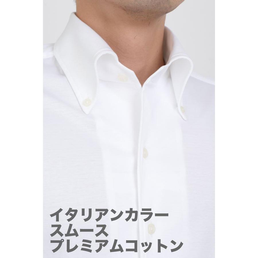 ポロシャツ メンズ ビズポロ ニット ニットシャツ イタリアンカラー ボタンダウン ホワイト 白 プレミアムコットン ジャージーコットン イージーケア 限定特価