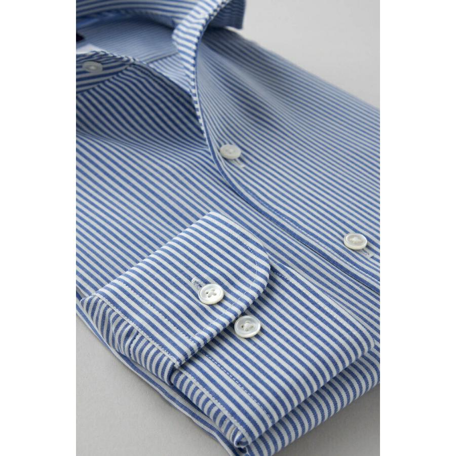 ワイシャツ メンズ 長袖 カッターシャツ yシャツ ビジネスシャツ メリノウール100% イージーケア ノーアイロン イタリアンワイドカラー 第一ボタンあり | ozie | 04