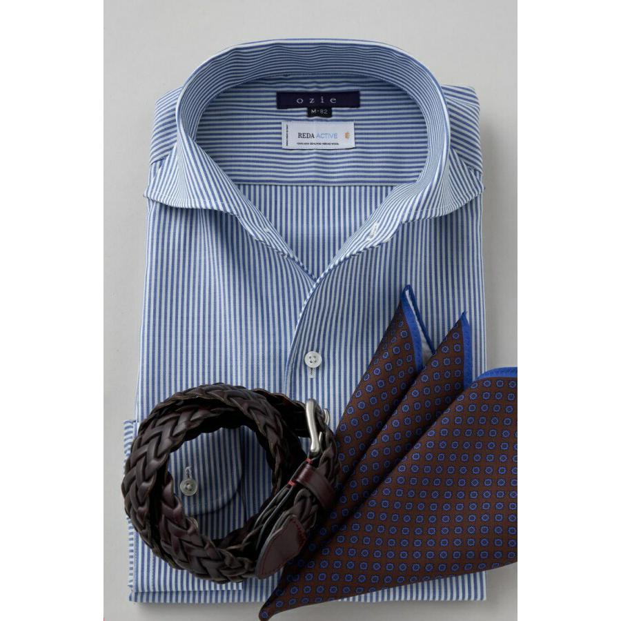 ワイシャツ メンズ 長袖 カッターシャツ yシャツ ビジネスシャツ メリノウール100% イージーケア ノーアイロン イタリアンワイドカラー 第一ボタンあり | ozie | 06