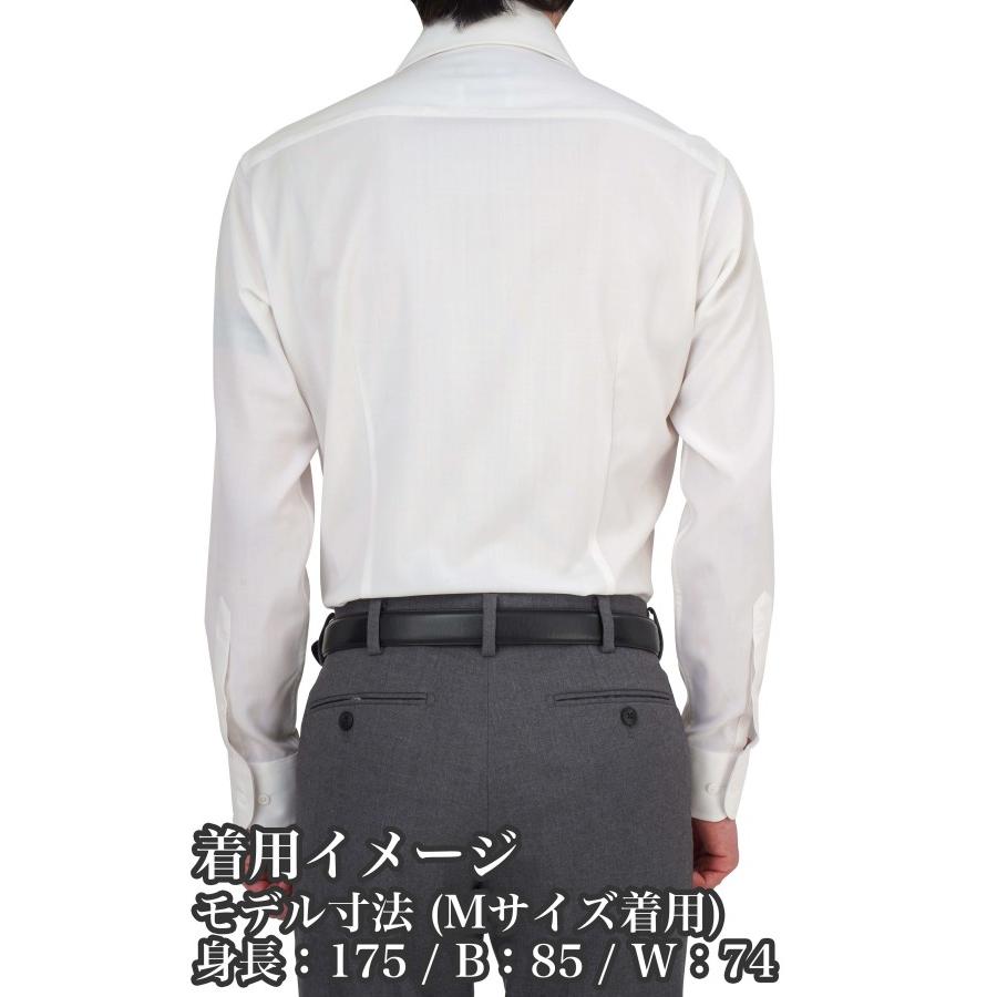 ワイシャツ メンズ 長袖 カッターシャツ yシャツ ビジネスシャツ メリノウール100% イージーケア ノーアイロン イタリアンワイドカラー 第一ボタンあり | ozie | 09