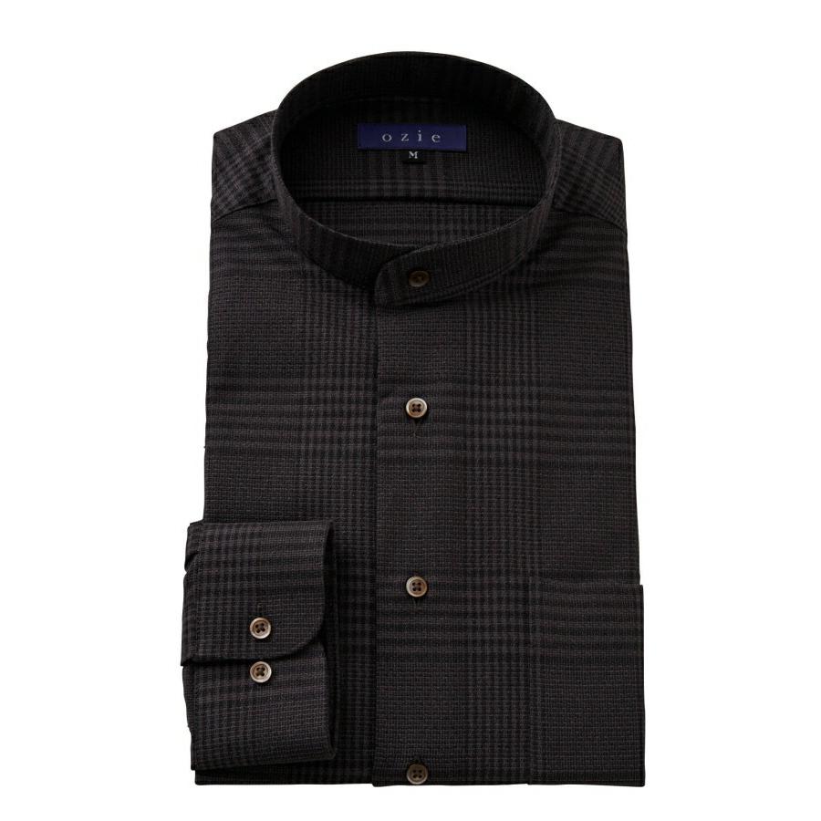 ワイシャツ メンズ 長袖 スタンドカラー ブラウン 茶色 ビジネスシャツ ドレスシャツ 大きいサイズ おしゃれ 8063 Y10e Brown Ozie オジエ ワイシャツ専門店 通販 Yahoo ショッピング