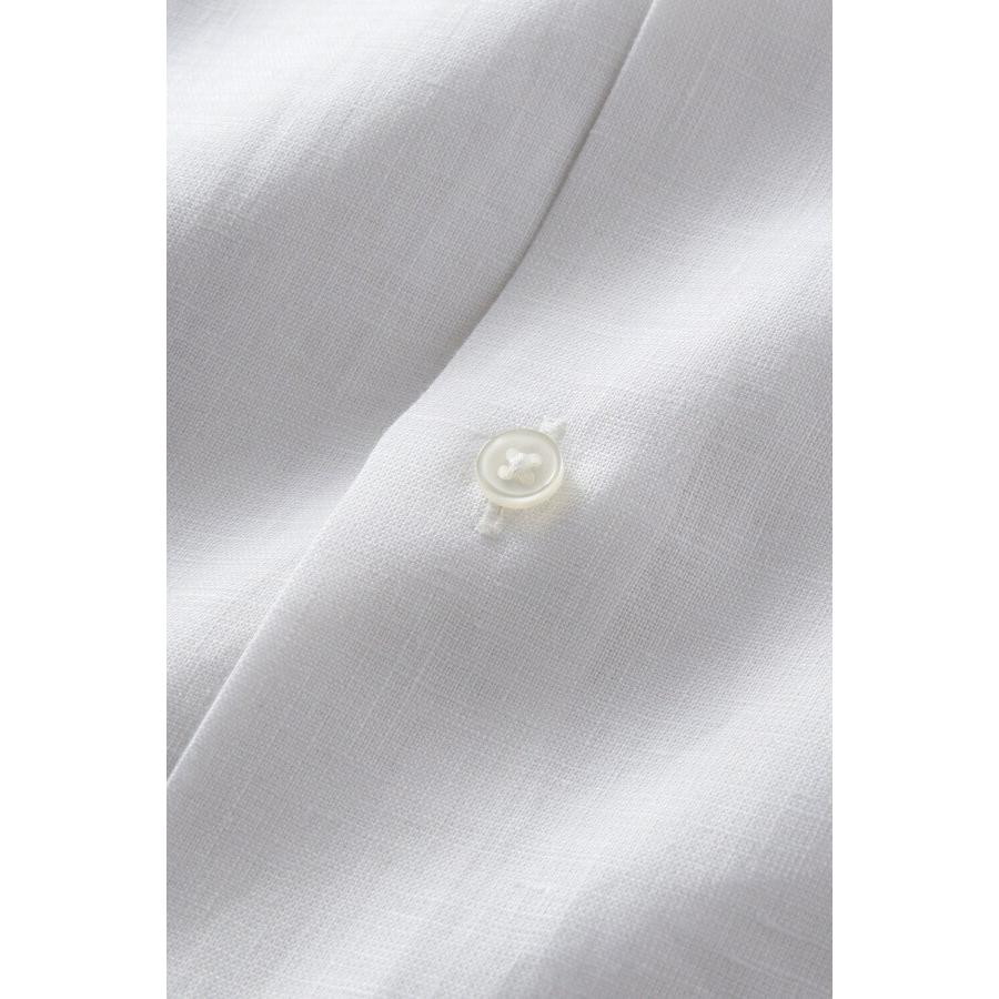 ワイシャツ メンズ 長袖 ドレスシャツ レギュラーフィット Yシャツ カジュアル ホワイト 白 スタンドカラー  麻リネン フレンチリネン 大きいサイズ おしゃれ｜ozie｜06