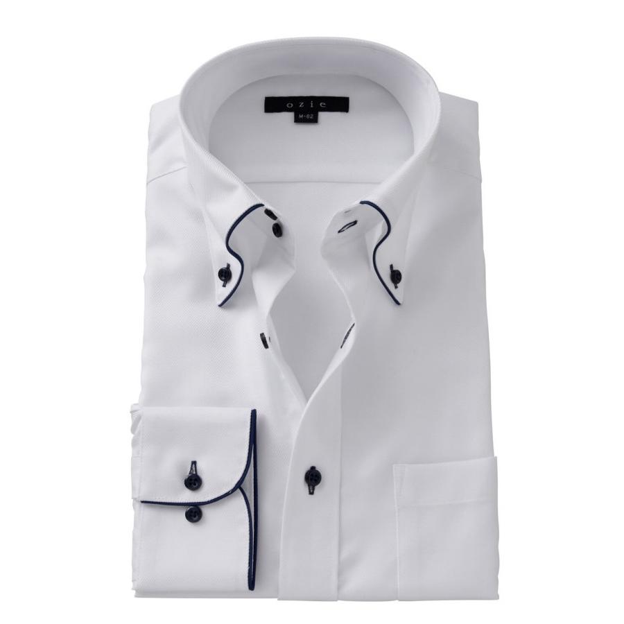 ワイシャツ メンズ 長袖 形態安定 ホワイト 白 ビジネスシャツ Yシャツ カッターシャツ ボタンダウン 衿高 おしゃれ 大きいサイズ 無地 夏セール開催中