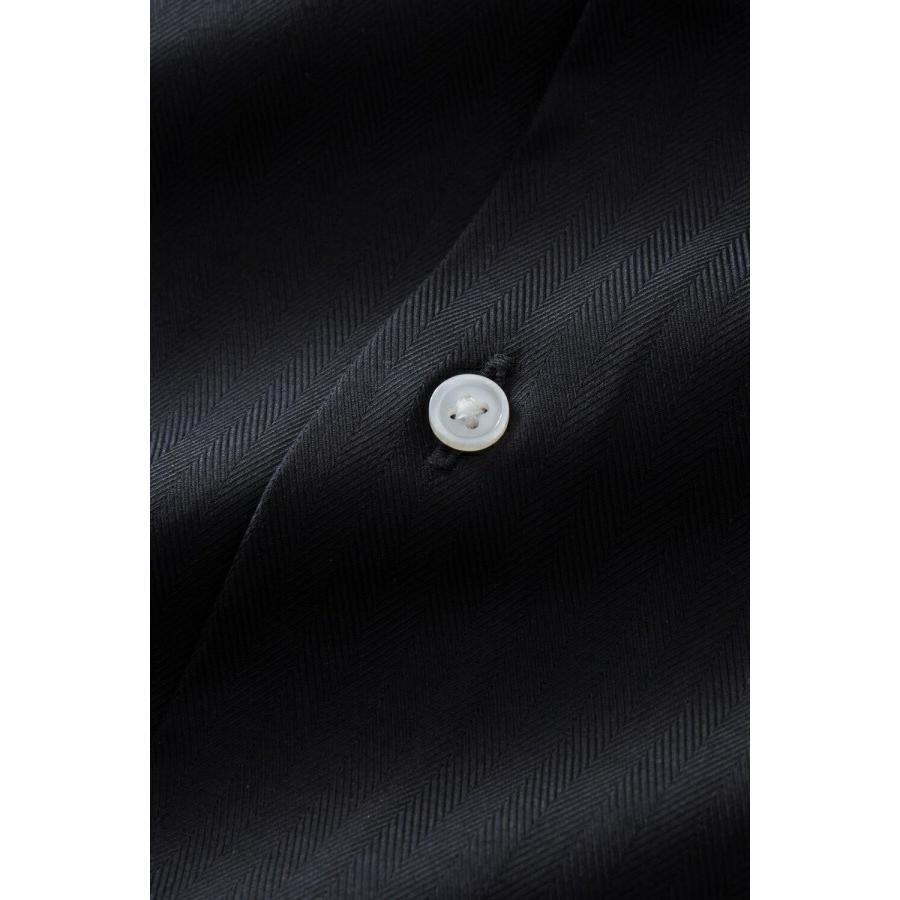 ワイシャツ メンズ 長袖 イージーケア ブラック 黒 ビジネスシャツ Yシャツ ドレスシャツ カッターシャツ ホリゾンタルカラー | ozie | 05