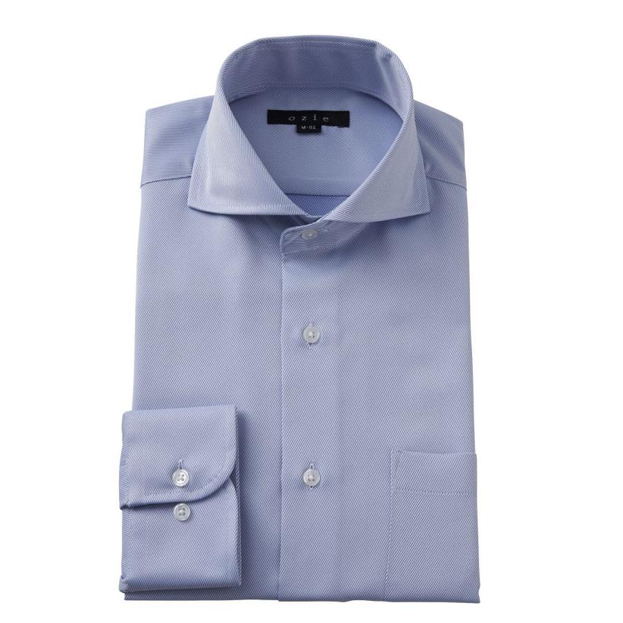 ホリゾンタルカラー ワイシャツ クールマックス スーパードライ スリム ブルー 青 カッタウェイ メンズ 長袖 形態安定 ドレスシャツ ビジネスシャツ おしゃれ 8070 Y01b Blue Ozie オジエ ワイシャツ専門店 通販 Yahoo ショッピング