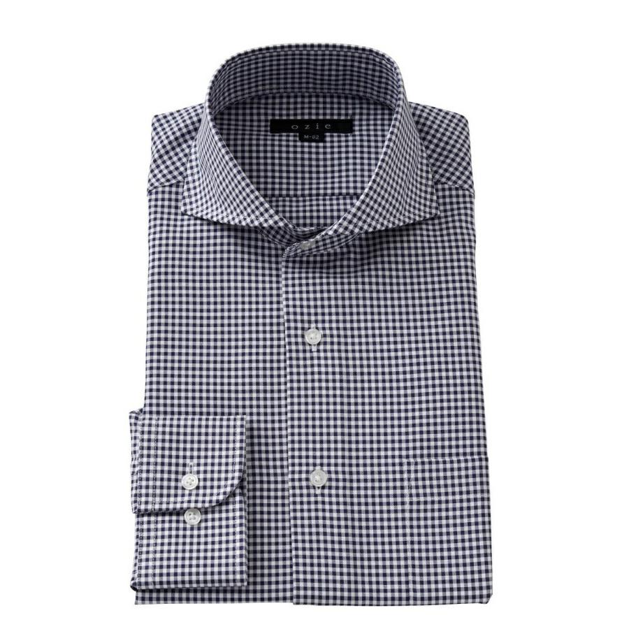 ワイシャツ メンズ 長袖 カッターシャツ yシャツ ビジネスシャツ 形態安定 ノーアイロン ホリゾンタルカラー クールマックス | ozie