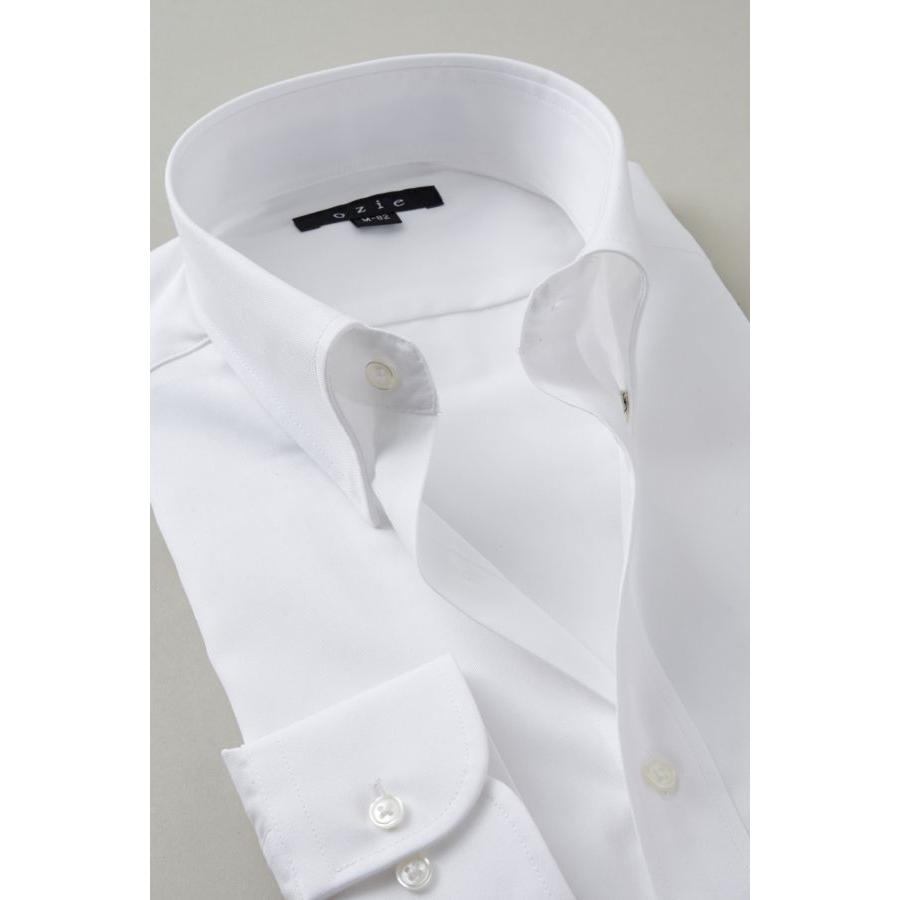 ozie（オジエ） スナップダウン ワイシャツ メンズ 長袖 ホワイト 白