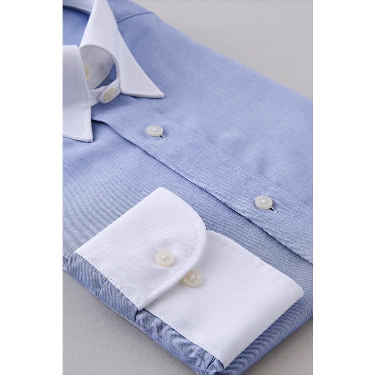 ozie ワイシャツ メンズ 長袖 青 タブカラーシャツ 形態安定 綿 ozie ワイシャツ メンズ 長袖 青 タブカラーシャツ 形態安定 綿