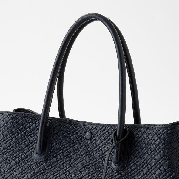 メンズ トートー バッグ 本革 ビジネスバッグ レザー 鞄 カバン イントレチャート 山羊革 ネイビー 紺 A3対応 ビジネス カジュアル 通勤 通学 おしゃれ バックの画像