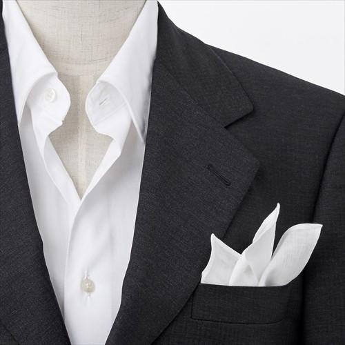 ポケットチーフ リネン100％ 麻 ハードマンズ アイリッシュリネン ビジネス フォーマル 結婚式 ホワイト 白 無地 オジエ ozie | ozie | 01