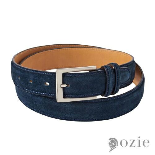 ベルト スウェード 牛革 ネイビーブルー 日本製 オジエ ozie おしゃれ | ozie