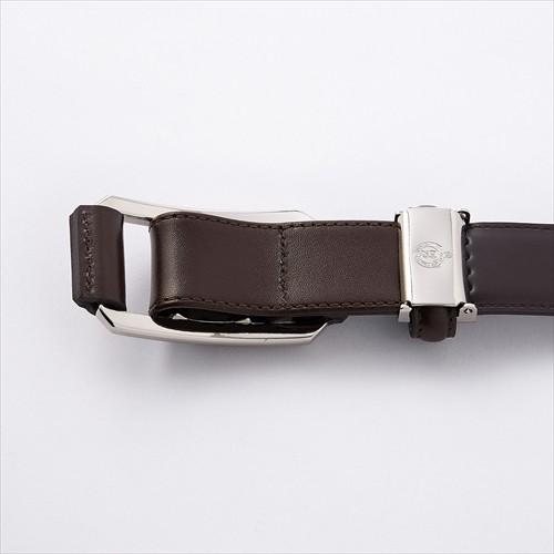 ベルト メンズ ビジネス レザー 牛革 本革 穴なし ピンなし スライド式 茶色 ブラウン 無地 日本製 通勤 通学 おしゃれ 長さ調整可 送料無料 オジエ ozie | ozie | 02