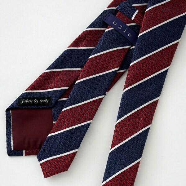 ozie（オジエ） ネクタイ イタリア製生地 レジメンタル ネイビー 紺