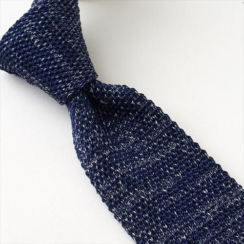 ozie（オジエ） ニットタイ シルク ネクタイ 無地 ネイビー ブルー 紺