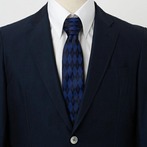 ozie（オジエ） ネクタイ ナロータイ アーガイル ブルー 青 シルク100