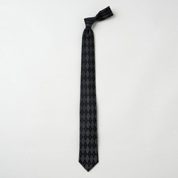 ozie（オジエ） ネクタイ ナロータイ アーガイル ブラック 黒 シルク