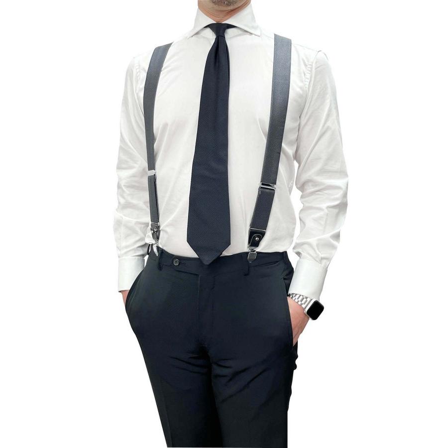 サスペンダー メンズ ボタン シルバー 結婚式 フォーマル 千鳥格子 日本製 ギフト パーティー イベント 制服 ユニフォーム タキシード ブレイシーズ | ozie | 06