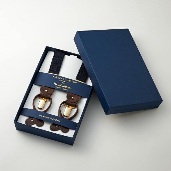  THURSTON ネイビーサスペンダー 英国製 サスペンダー アルバートサーストン 英国製 35mm ネイビー