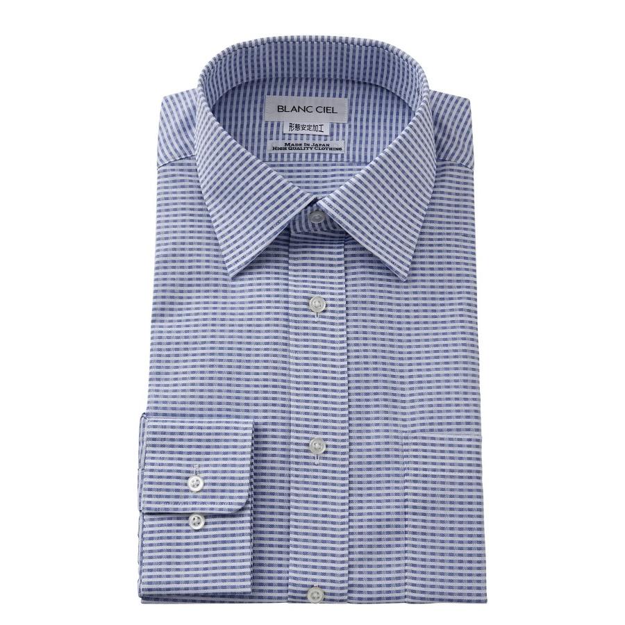 ワイシャツ メンズ 長袖 形状記憶 ワイドカラー ブルー 青 形態安定 日本製 ドレスシャツ ビジネスシャツ Yシャツ カッターシャツ チェック 3l Ywd G9c Blue Ozie オジエ ワイシャツ専門店 通販 Yahoo ショッピング