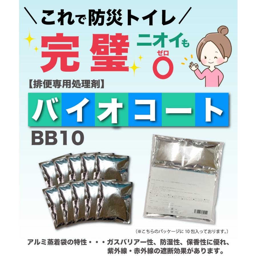 防災用簡易トイレ・排便処理剤【 バイオコートBB10】15g(約58ml)×10包入り日本製 防災グッズ 仮設トイレ 汲み取りトイレ 消臭 分解 除菌｜ozoneassocia｜02