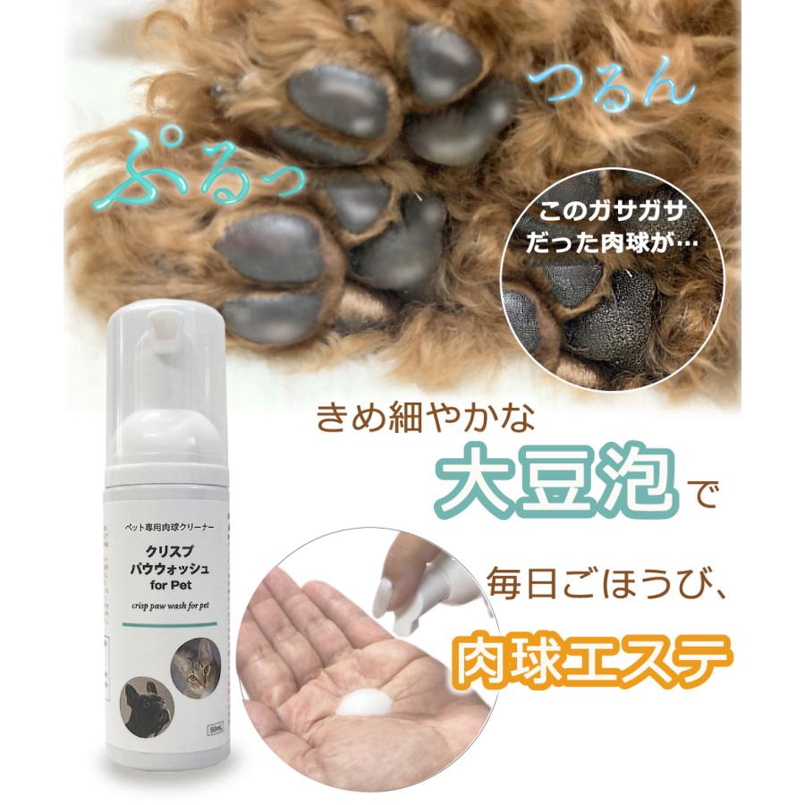肉球ケア 犬 猫 肉球 ひび割れ (クリスプパウウォッシュ 50ml） 泡 肉