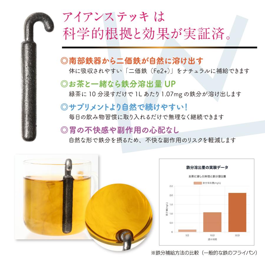 南部鉄器（アイアンステッキ）日本製 南部鉄 鉄分補給 鉄分チャージ 鉄