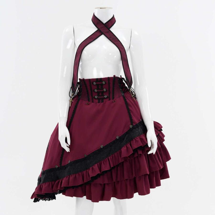 オッズオネスト Spring Rose Carol アシメスカート ワインレッド