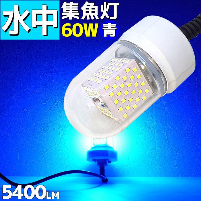 超人気 専門店 Led 水中集魚灯 釣り 青 ブルー イカ 60w 5400lm 12v 24v 水中灯 船舶 タチウオ 仕掛け 夜焚き シラスウナギ シラウオ 海 レジャー アウトドア Wantannas Go Id