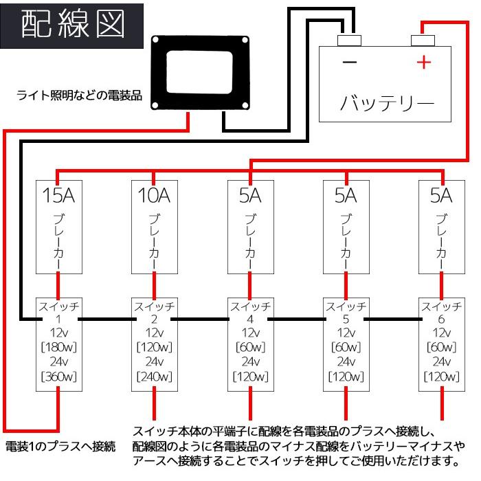 スイッチパネル 5連 防水ロッカー シガーライター付き  漁船 船舶 用品 ボート 12v 24v シール付き 電装品｜p-and-d｜08