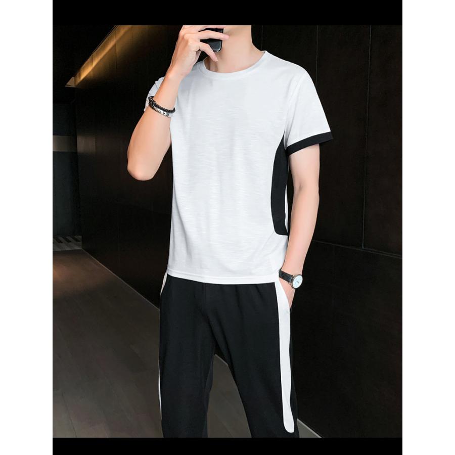 ジャージ メンズ 上下セット 半袖 セットアップ ジャージ上下 パーカー Tシャツ 重ね着風 ルームウェア スポーツ バーゲンセール