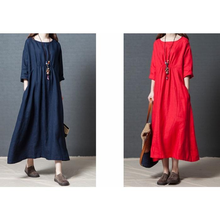 ゆったりワンピース レディース 夏 チュニックワンピース 体型カバー 50代ファッション 大きいサイズ 半袖 シフォン マキシワンピース 森