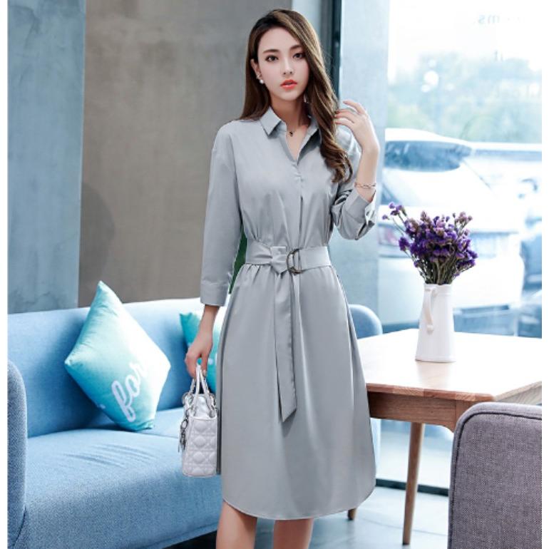 マキシワンピース 7分袖 レディース ワンピース 春夏秋 Aライン ロングワンピース 無地 Ol 送料無料 シャツワンピ ベルト付き Ynz 422 ピー アンド クロッシー 通販 Yahoo ショッピング