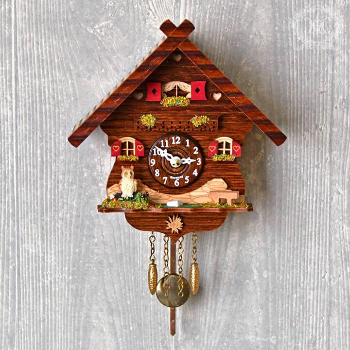 ドイツ製ハト時計 ハルモニア 時計 壁掛け 鳩時計 アウル 音楽12曲 鳥のさえずり 手作り ハンドメイド トレンクルウーレン 木製 ギフト｜p-comfort