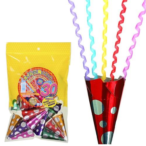 93 Off クラッカー 散らかるタイプ 結婚式 お誕生日 クリスマス お祝い 二次会 イベント ホイル三角クラッカー 30個入 K 1310 1010 U