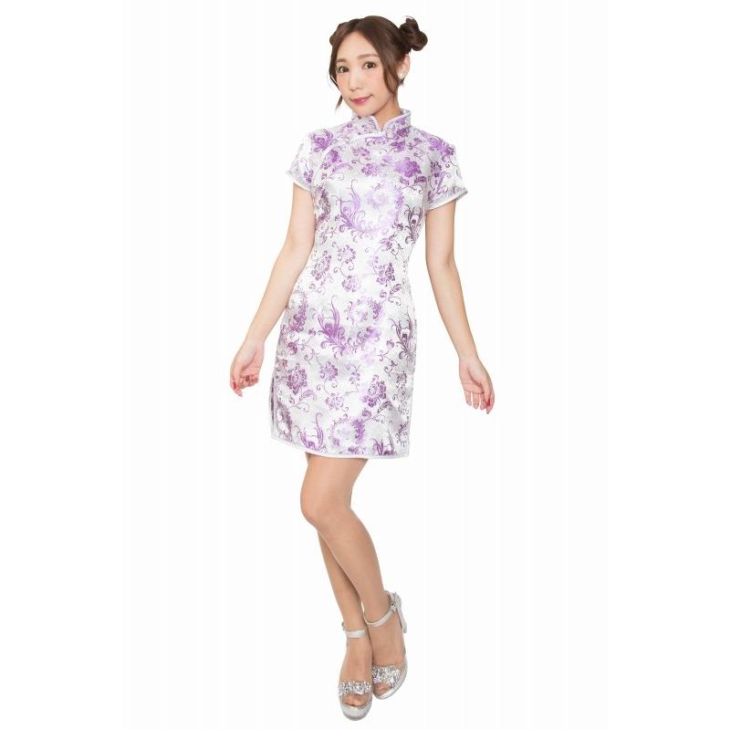 紫色チャイナドレスコスプレ衣装 チャイナドレス チャイナ服 コスプレ ハロウィン衣装 チャイナ