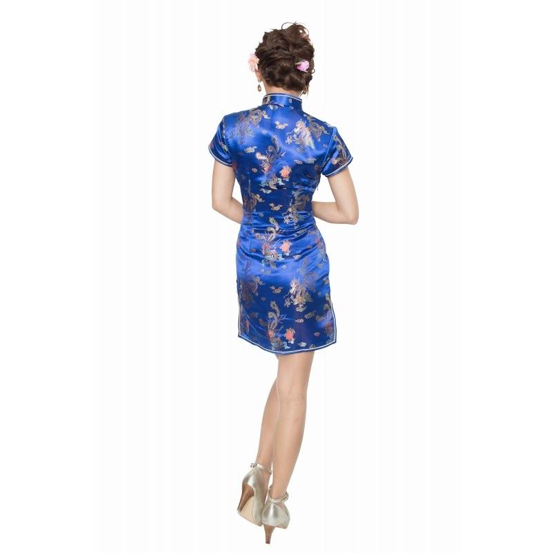 【Minimanu】チャイナ服 ミニチャイナ 羽 / 黒 (Mサイズ) /チャイナ服 ミニ コスプレ