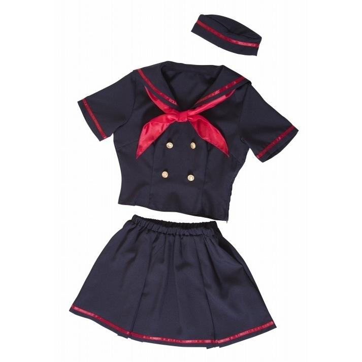 コスプレセーラー服 ネイビー 赤ライン セーラー服 赤リボン 紺 ネイビー 赤ライン コスチューム・コスプレ