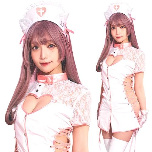 コスプレ　エナメル　ナース　シースルー　ワンピース　SM MORApink] 逆ナース エナメル ボンテージ 光沢 コスプレ