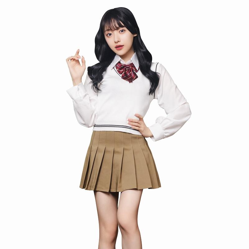 オルチャンセーラー ニットベスト ホワイト×モカ /韓国 制服 オルチャンセーラー ニットベスト ホワイト×モカ /韓国 制服