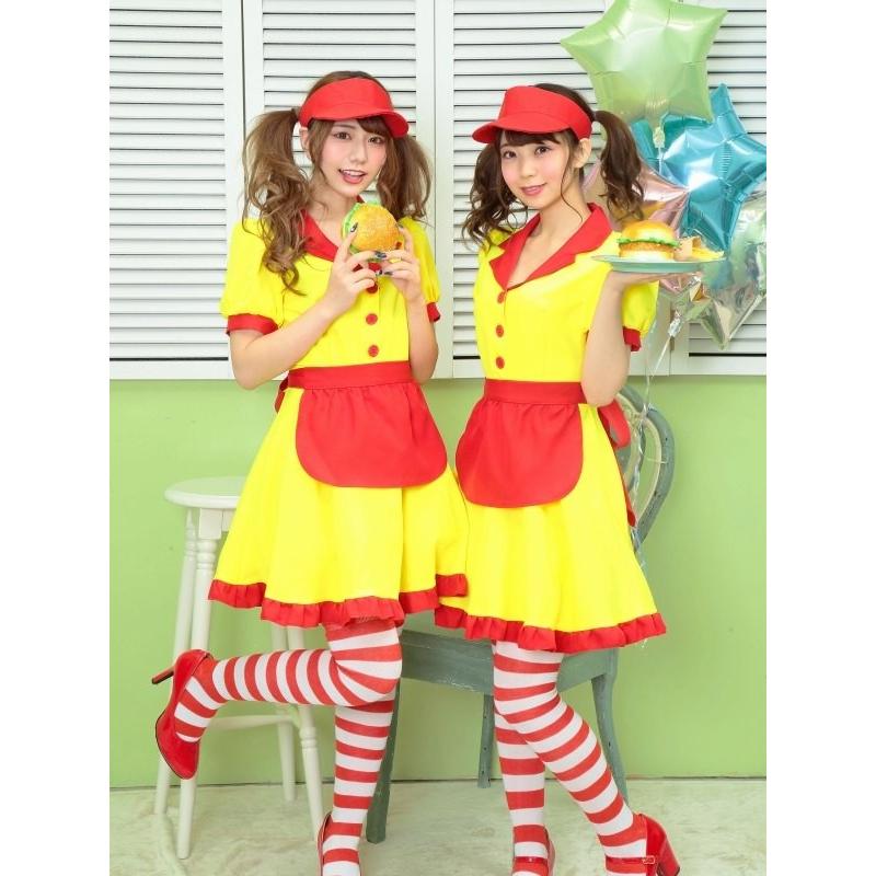 1点までメール便も可能) イエローウェイトレス /ウェイトレス コスプレ