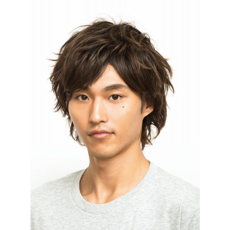 ヘアネット付き WIGGY RICH メンズ エアリーショート ダーク