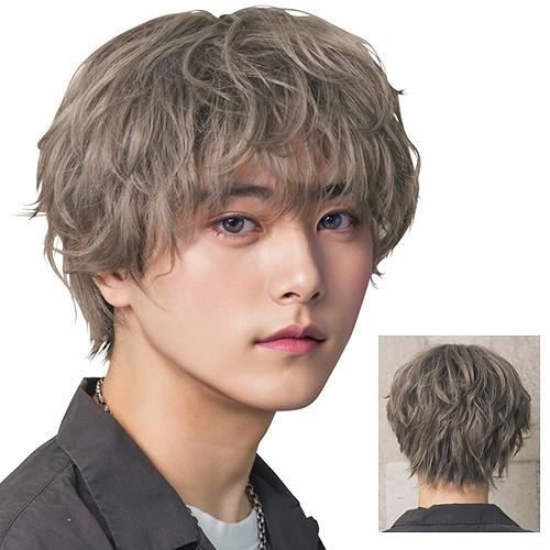 WIGGY RICHメンズ ニュアンスパーマ(アッシュベージュ)　      /メンズウィッグ 男性用 かつら ファッションウィッグ 男装用 仮装 イベント(_912149) | 