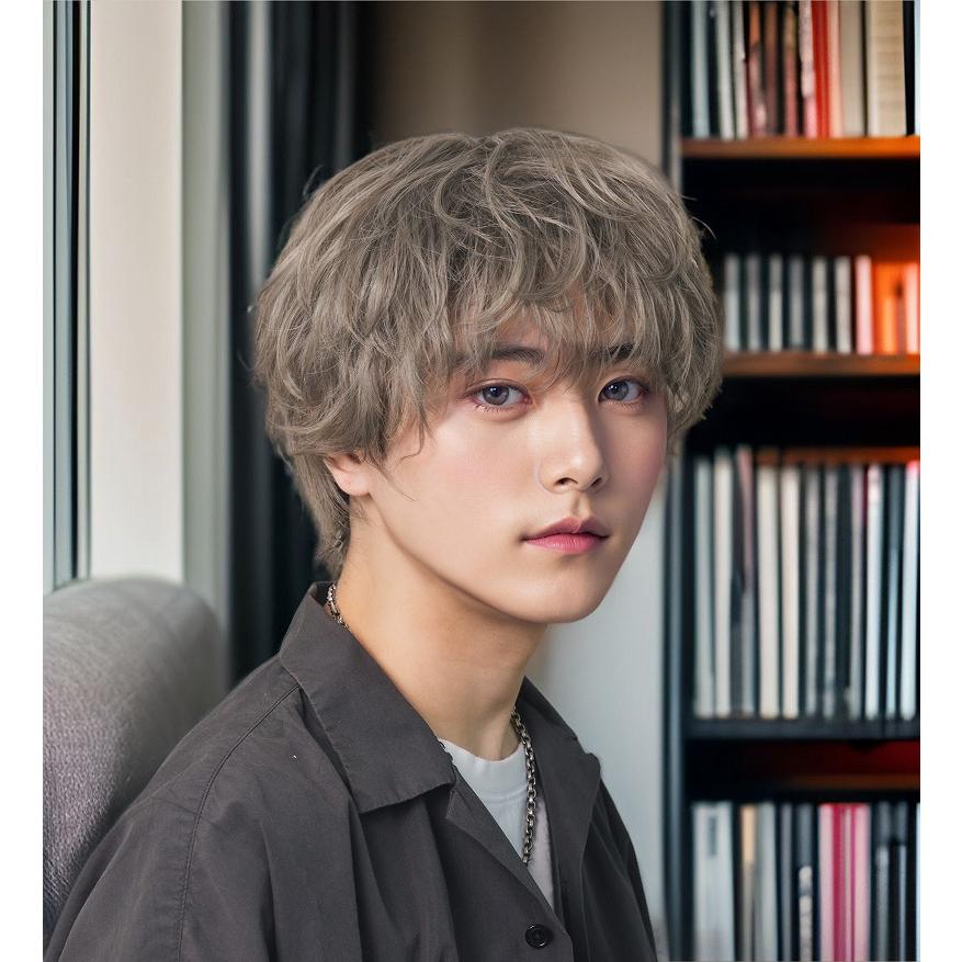 WIGGY RICHメンズ ニュアンスパーマ(アッシュベージュ)　      /メンズウィッグ 男性用 かつら ファッションウィッグ 男装用 仮装 イベント(_912149) |  | 05