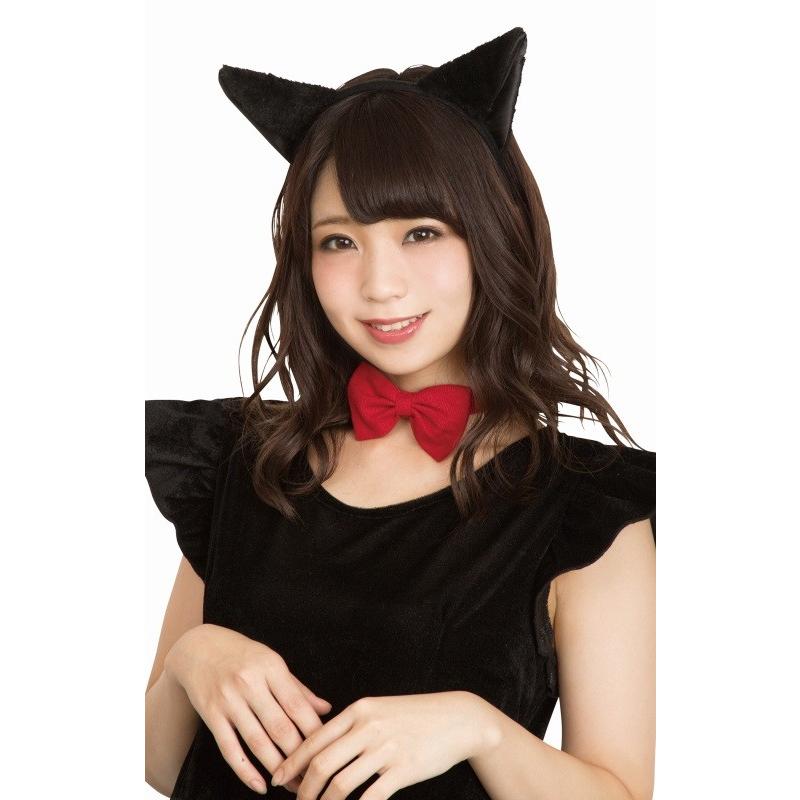 猫耳カチューシャ ふせ耳 黒×黒/      ネコ コスプレ なりきり けもみみ ヘアアクセ イベント(B-3059_879824) |  | 02