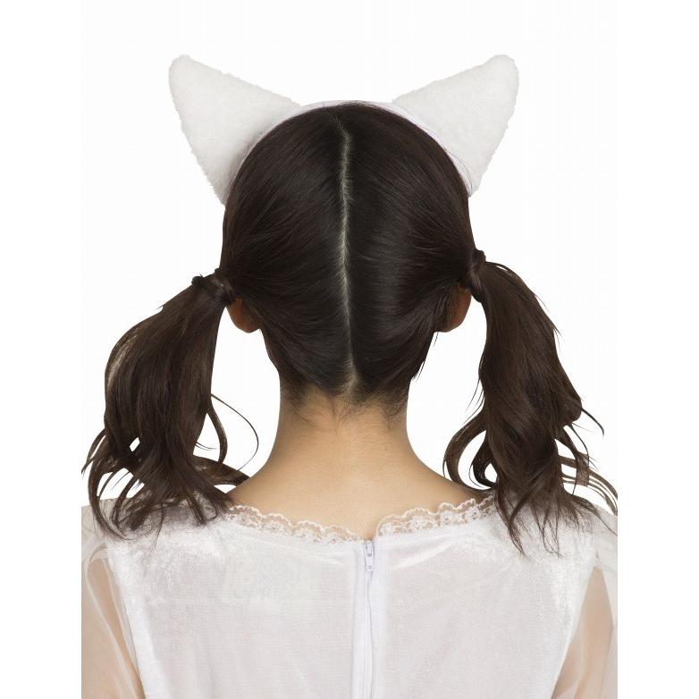 2点までメール便も可能) 猫耳カチューシャ ふせ耳 白×白/ ネコ